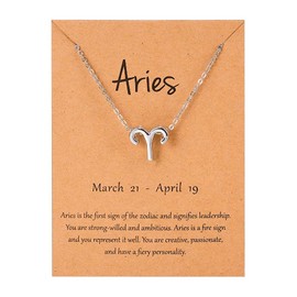Silver Star Sign Pendant Chain Bracelet - Aries (21st March - 19th April) - Zodiac Constellation Horoscope Celestial Astrology Jewellery - Women Men Gift