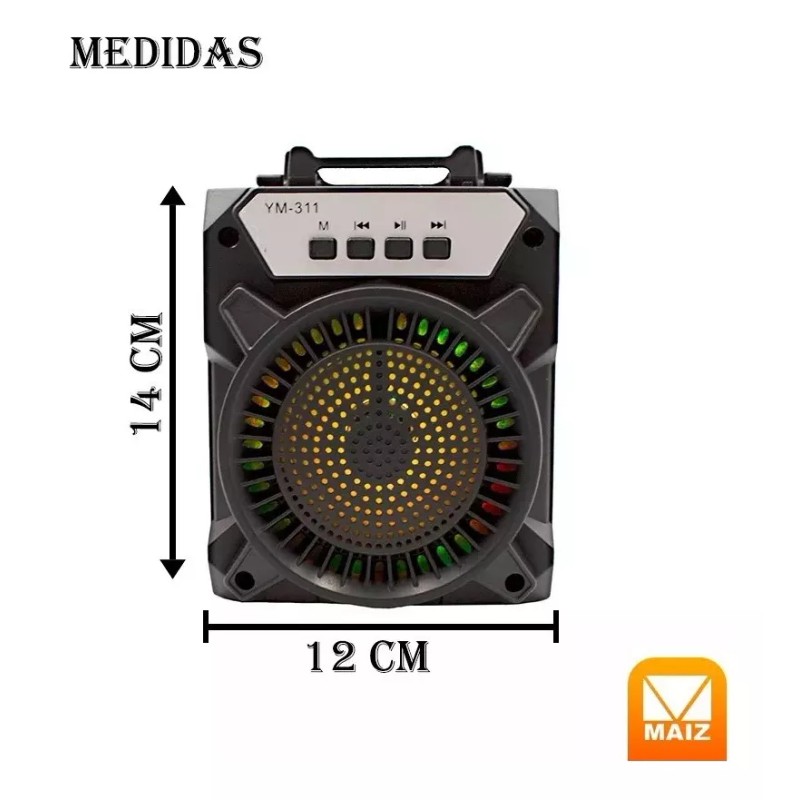 Maíz 3x2 Bocina Bluetooth Radio Fm Portatil Recargable Led Usb