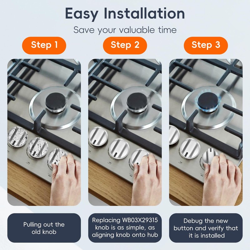 WB03X29315 Knob Fit for GE Stove Knobs Replacements (5 Pack),
