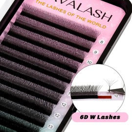 VAVALASH 6D W Shape Eyelash Extension 6D Premade Fans 0.07 D Curl Volume Lash Extensions Easy Fanning False Lashes Matte Black Volume Premade Cluster W Lashes(W Shaped-6D-0.07-D-8mm）