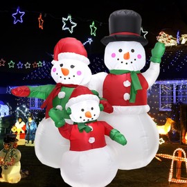 PIPIMOUSE 5 Ft Christmas Inflatables Snowman Family Decoration with Built in LED Lights Blow ups Christmas Snowman Outdoor Decoration, Xmas Inflatable Decor for Lawn Garden Yard and Holiday Party