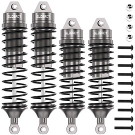 EPINON RC Oil Shock Absorber Aluminum Adjustable Front & Rear Shocks for Traxxas Slash 2WD Rustler Stampede Raptor R 4X4 Slash Hoss 4X4 VXL Stampede Bandit Rustler 1/10 Upgrades Parts (Titanium)