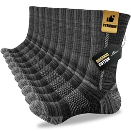 Niorasen Men's Cotton Crew Work Socks, 5 Pairs Cushioned Boot Socks, Moisture Wicking Athletic Socks for Hiking Sports Running 10-13 (Black)