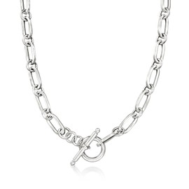 Ross-Simons Italian Sterling Silver Paper Clip Link Toggle Necklace. 20 inches