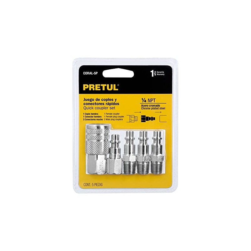 Pretul CORAL-5P, Juego de 4 conectores y 1 cople para