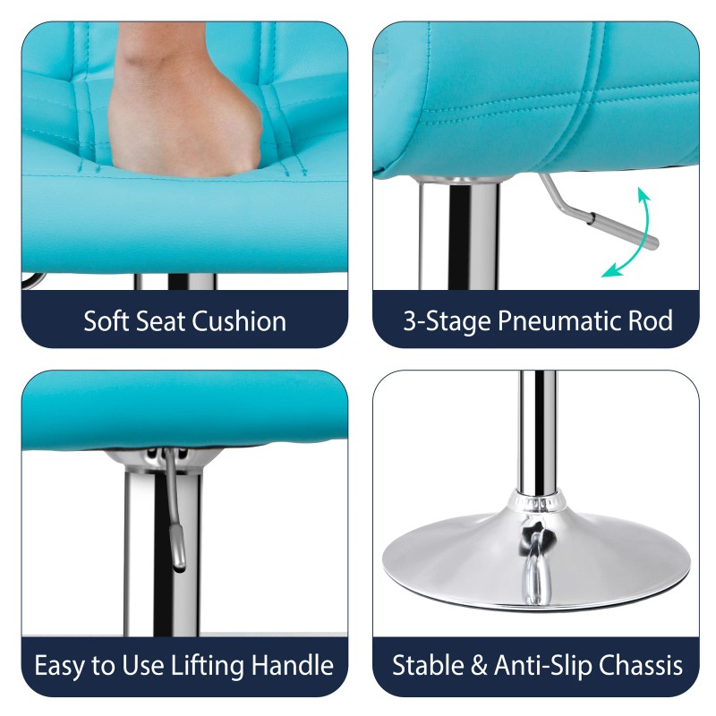 Segawe Set of 4 Bar Stools Adjustable Height Swivel Dining