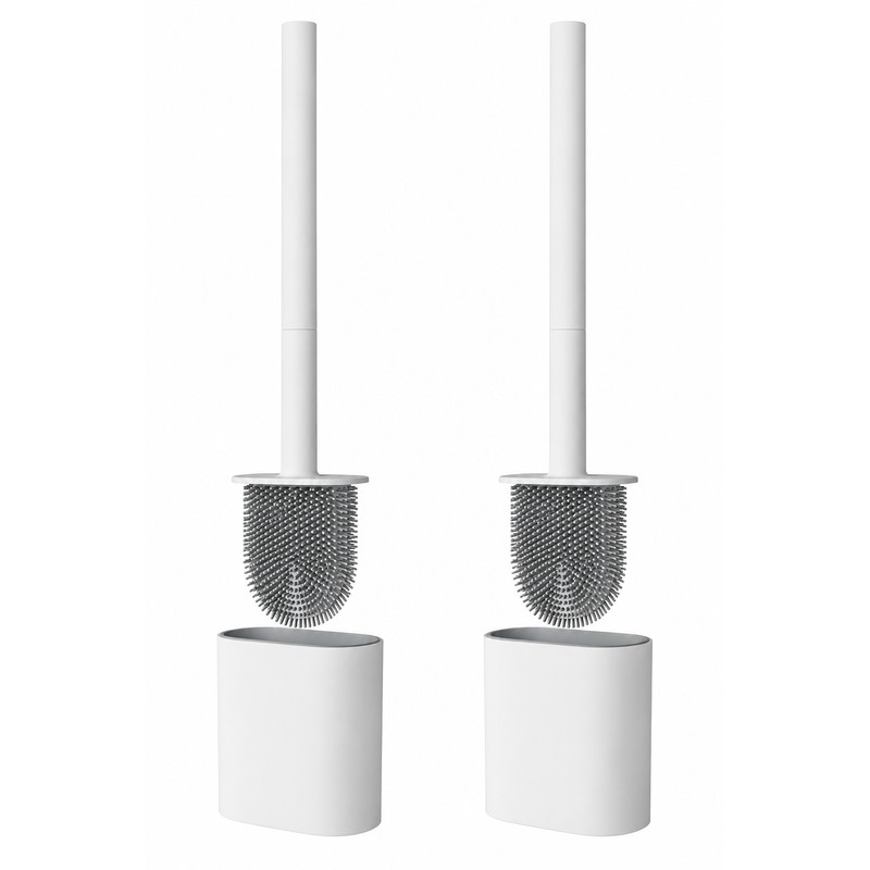 Wall Mounted Silicone Toilet Brush for Bathroom Cleaning – Flat
