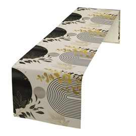 Houselerax - Camino de mesa de hojas bohemio, bohemio de mediados de siglo, hojas tropicales, abstracto, moderno, minimalismo, cocina, mesa de comedor, decoración para bodas, interiores y exteriores