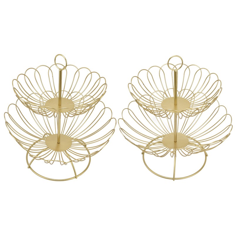 2 Tier Fruit Bowl Modern Nordic Design Geometric Detachable Gold