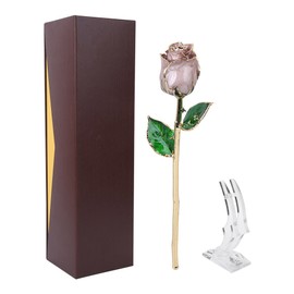 Golded Rose Flower White Pink 24K with Base Gift Decoration for Valentine's Day Wedding