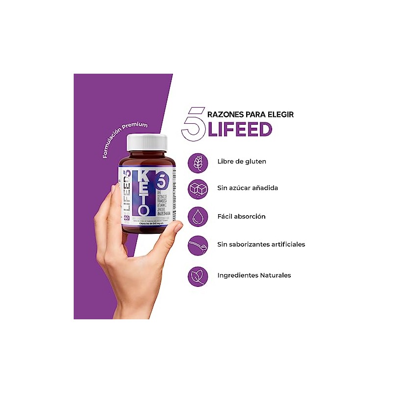 LIFEED Suplemento Alimenticio de Keto, Envase que contiene 60 Cápsulas