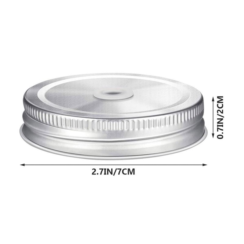 LABRIMP 4pcs Stainless Steel Mason Jar Lids with Straw Hole