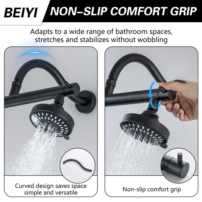 BEIYI Dual Double Shower Head for Couples, High Pressure 5