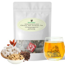 ZenVitality® Organic Chicory And Gardenia Tea For Diabetics Supports Healthy Blood Sugar, Digestion, Weight & Sleep With Gardenia, Chicory Root, Dandelion Leaf Sugar Free Blend, Vegan & Caffeine Free