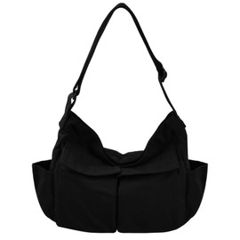 Husalsea Canvas Laptop Bag - Premium Work Style Shoulder Bag, Large Shoulder Bag for Men and Women, Ideal as a Laptop Sleeve and Work Bag for Students and Professionals, black