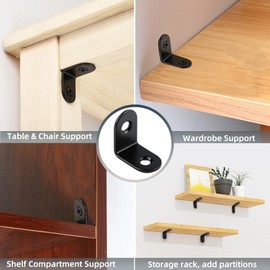 30 Pcs L Bracket Corner Brace 30MM Metal Corner Bracket 90 Degree Right Angle for Shelves Chair Tables Cabinet Wood Furniture whih 60 Pcs Screws (30mm Black)