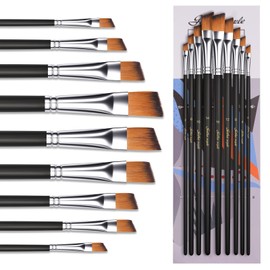 Golden Maple 9PCS Acrylic Paint Brushes,Angle Art Paintbrush Set for Craft Supplies,Angular Artist Paint Brush Painting Supplies for Acrylic,Watercolor,Gouache,Oil (9PCS)