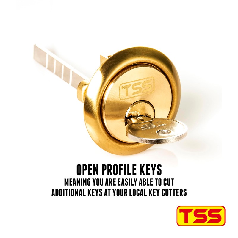 TSS Replacement Locking Rim Cylinder Lock, Supplied with 3 Keys.