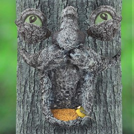 Aflowa Tree Face Hugger Bird Feeder Garden Peeker Yard Art Decoration Outdoor Sculpture