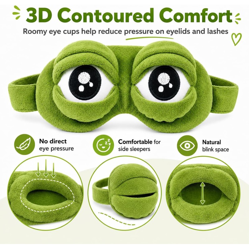 3D Frog Sleep Mask, Antifaz Para Dormir Gracioso, Frog Eye