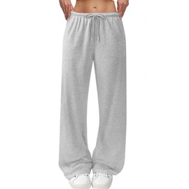 JEKAOYI Wide Leg Sweatpants for Women High Waisted Baggy Sweat Track Pants Drawstring Casual Lounge Pants with Pockets Grey