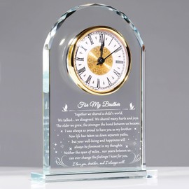 YWHL Gifts for Brother from Sister Brother, Meaningful Birthday Gifts for Older Brother, Glass Clock Adult Big Brother Gifts for Christmas Graduation Fathers Day (Battery not Included)