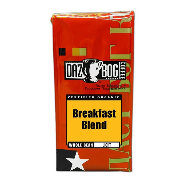Dazbog Coffee/Organic Breakfast Blend/Whole Bean Coffee/Pack of 6/11 oz. /