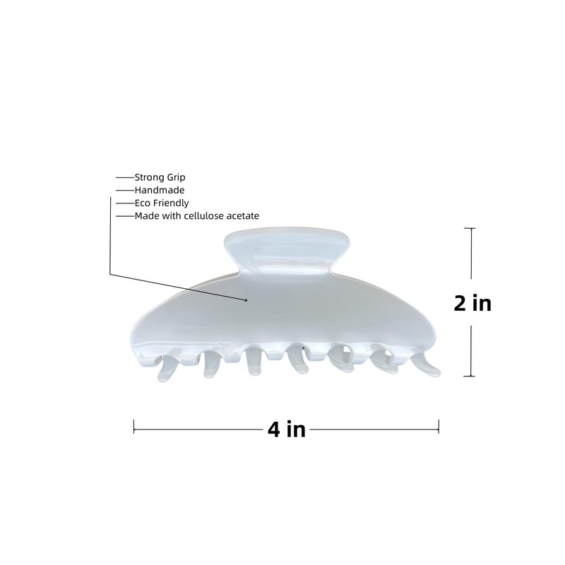 The OideGuiing Durable Acetate Hair Clips - 4-Inch Pearl white