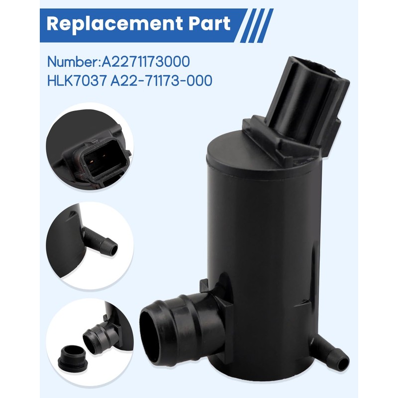 Windshield Washer Pump 2Pin 12V Fit for ‎Freightliner Cascadia, Replace