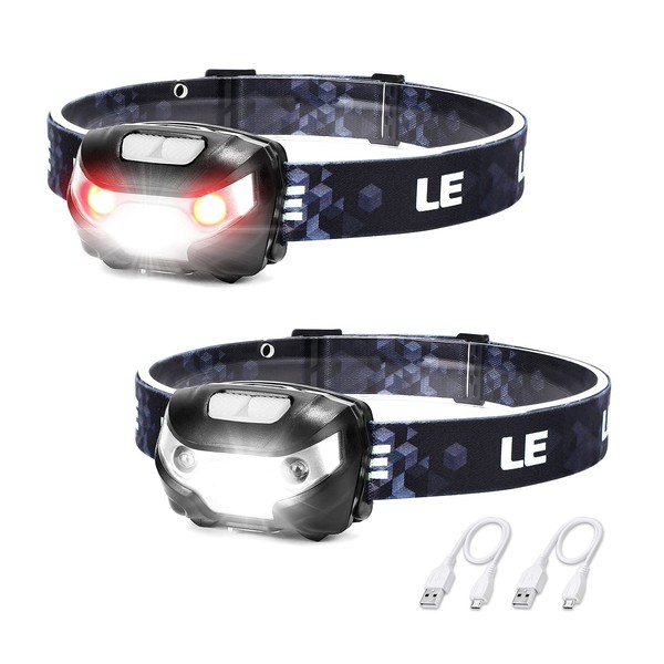 Lighting EVER LED Rechargeable Headlamp, L3200 High Lumen Bright Head Lamp with 5 Modes and White Red Light, Waterproof Forehead Flashlight for Outdoor Camping, Hiking, Hunting, Running, Survival