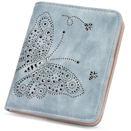 VIMUTI Small Wallet with Zipper RFID Blocking Purses for Women Slim Vegan Leather Wallet Bifold Card Holder Coin Pocket Ladies Purse with ID Window