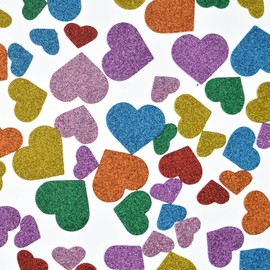 200-Piece Sparkling Heart Embellishment Foam Stickers - 5 Color Variations & 3 Dimensional Glitter Foam Stickers for Valentine's/Mother's Day Card Design and DIY Craft Projects