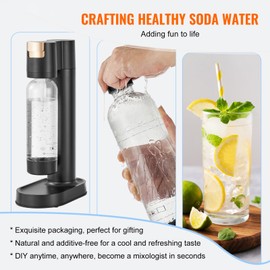 Happybuy Sparkling Water Maker, Soda Maker Machine for Home Carbonating, Seltzer Water Starter Kit with BPA-free 1L PET Bottle, CO2 Cylinder, Compatible with Mainstream Screw-in 60L CO2 Cylinder