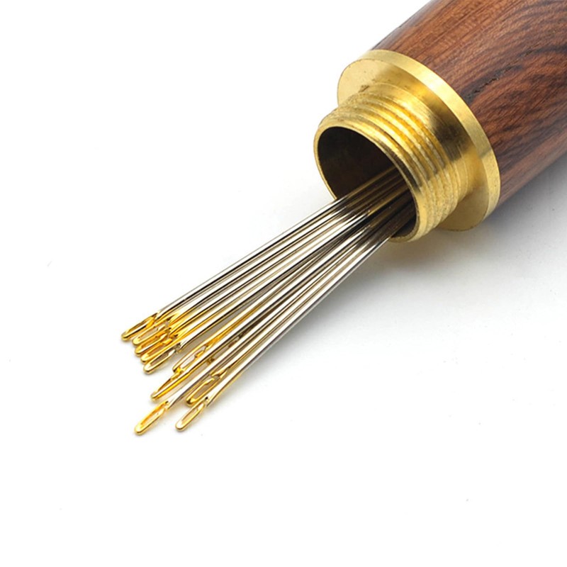 Leather Needles Set Storage Mini Toothpick Box Wooden Sewing Needles