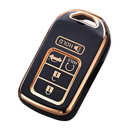 Cacacar for Honda Key Fob Cover, Premium Soft TPU Full Protection Key Fob Case for Honda Accord Civic CRV Pilot Ridgeline Odyssey Passport Smart Remote Key Protector (Size B-Black)