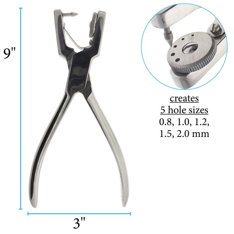 The Beadsmith Leather Rotary Hand-Sewing Leather Punch Tool, 5 Different-Size