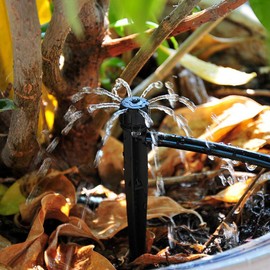 Pack of 50 Droplet Irrigation Droppers Adjustable Irrigation Sprinkler 360 Degree Micro Drip Irrigation System Garden with 50 Pieces T Connectors for Connecting 4/7 mm Hose