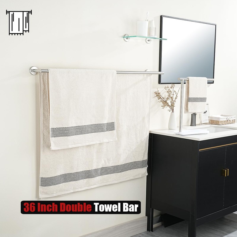 JQK Double Bath Towel Bar, 39 Inch 304 Stainless Steel