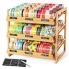 Yumkfoi Bamboo Can Organizer for Pantry, 3 Tier Stackable Can