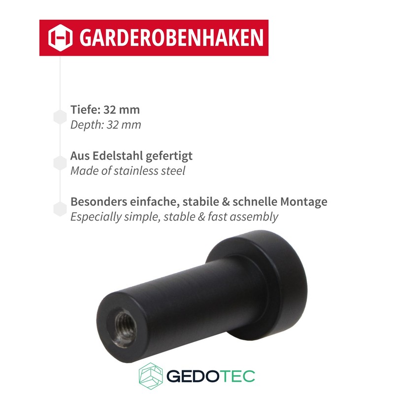 Gedotec Panther Coat Hooks | Hanger Depth: 32 mm |