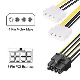 TECHZOCO 15cm 8 Pin PCIe to 4 Pin Molex Power Cable for Graphics Cards (NVIDIA, GeForce, Gigabyte, Sapphire)