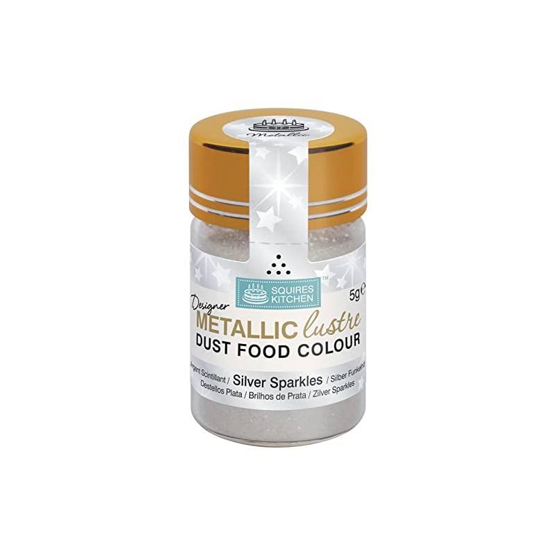 Squires Kitchen Designer Silver Sparkle Metallic Lustre Dust 5g