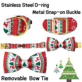 Unique Style Paws Christmas Day Dog Collar with Bow Christmas Tree Cotton Dog Collars for Small Medium Large Dogs 2023 New