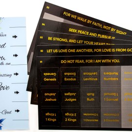 Aburbe Bible Tabs, Bible Journaling Supplies, 75 Tabs 1.38'' Large Print, Laminated Index Book Label, Christian Gift, Gold Embossed Letters - Classic Black