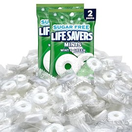 Lifesvers Wint O Green Mint Candy 2 Packs (2.75oz each one) Sugar Free Mint Candy - Holiday Candy Individually Wrapped