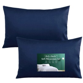 Pillow Cases 2 Pack Navy Blue 100% Poly Cotton Housewife Pillowcases Set, Soft Brushed Microfiber Pillowcase Cover with Envelope Closure Luxury Plain Pillowcases Standard Size 50 x 75 cm