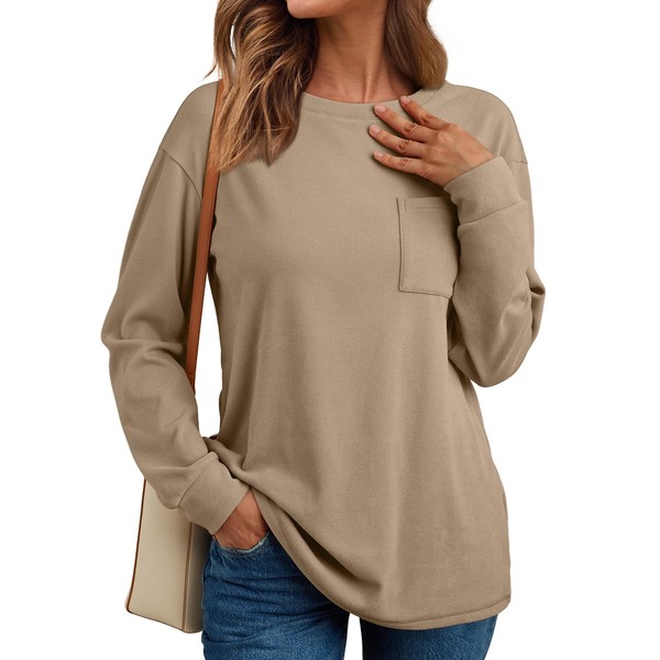 AUTOMET Womens Long Sleeve Tops Loose Fit Fall Cute Thick