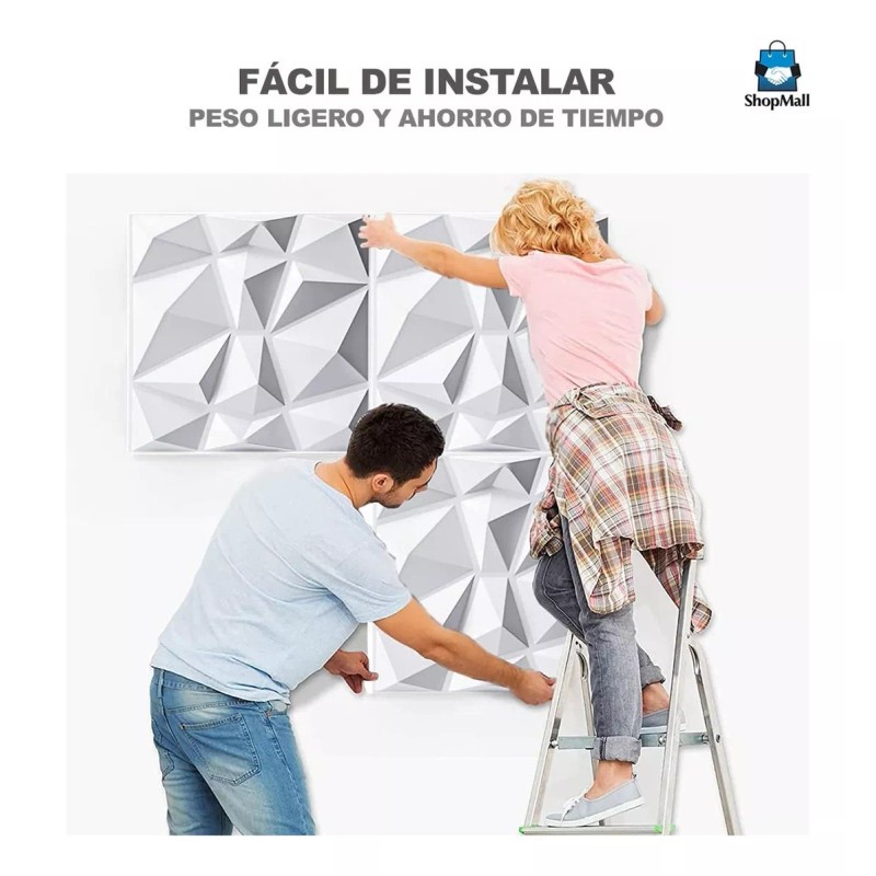 ShopMall Panel Decorativo 3d Para Pared 6 Piezas 50 Cm