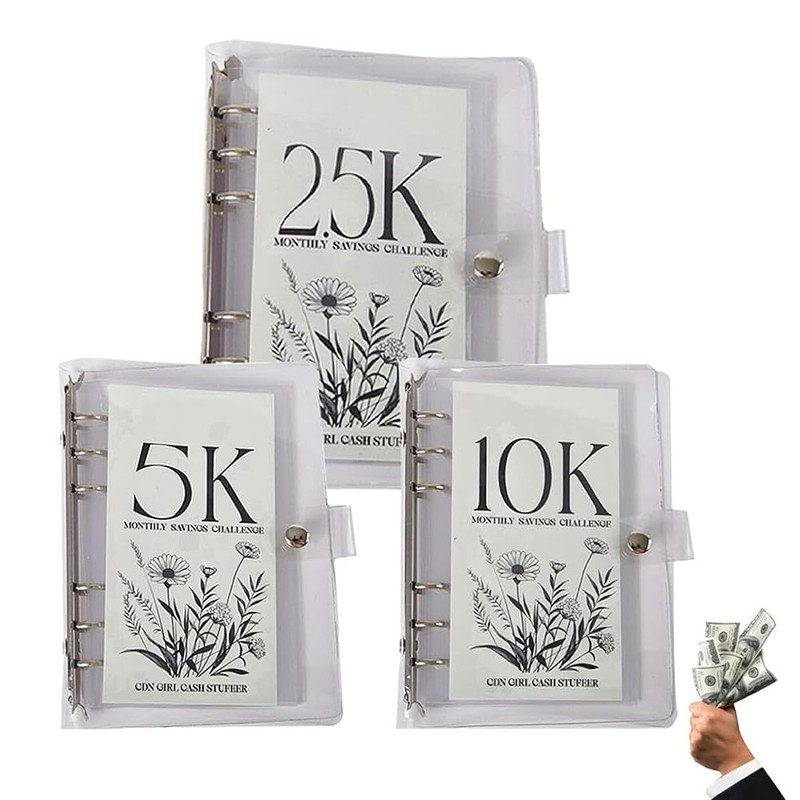 Peakloong 12-Month Money Saving Challenge Binder, 5K Goal, Cash Envelopes