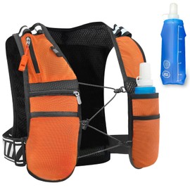 Running Vest Lightweight for Men Women with 500ml Water Bottle, Comfortable Adjustable Chest Strap for Marathon Trail Running Training, Outdoor Sports (Orange, Average Size)